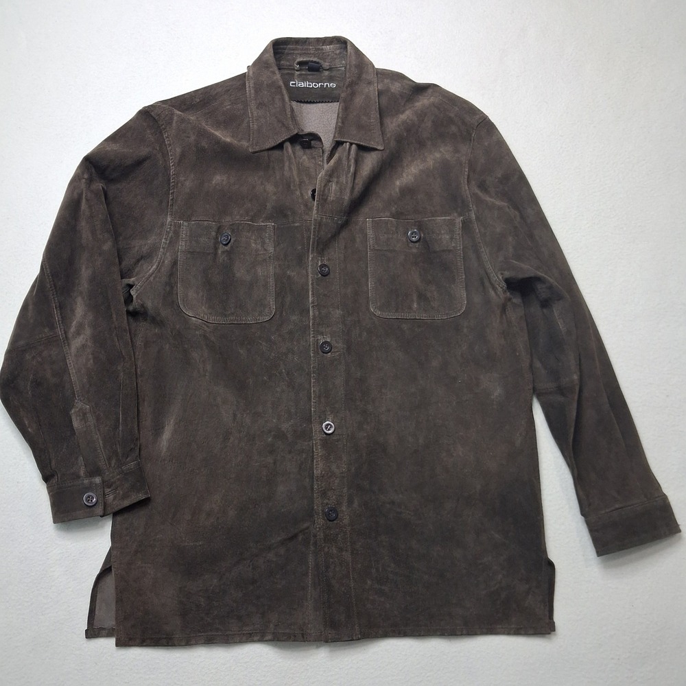 Western Steampunk Mens M‎ Chocolate Brown Leather Suede Chore Barn Button Jacket